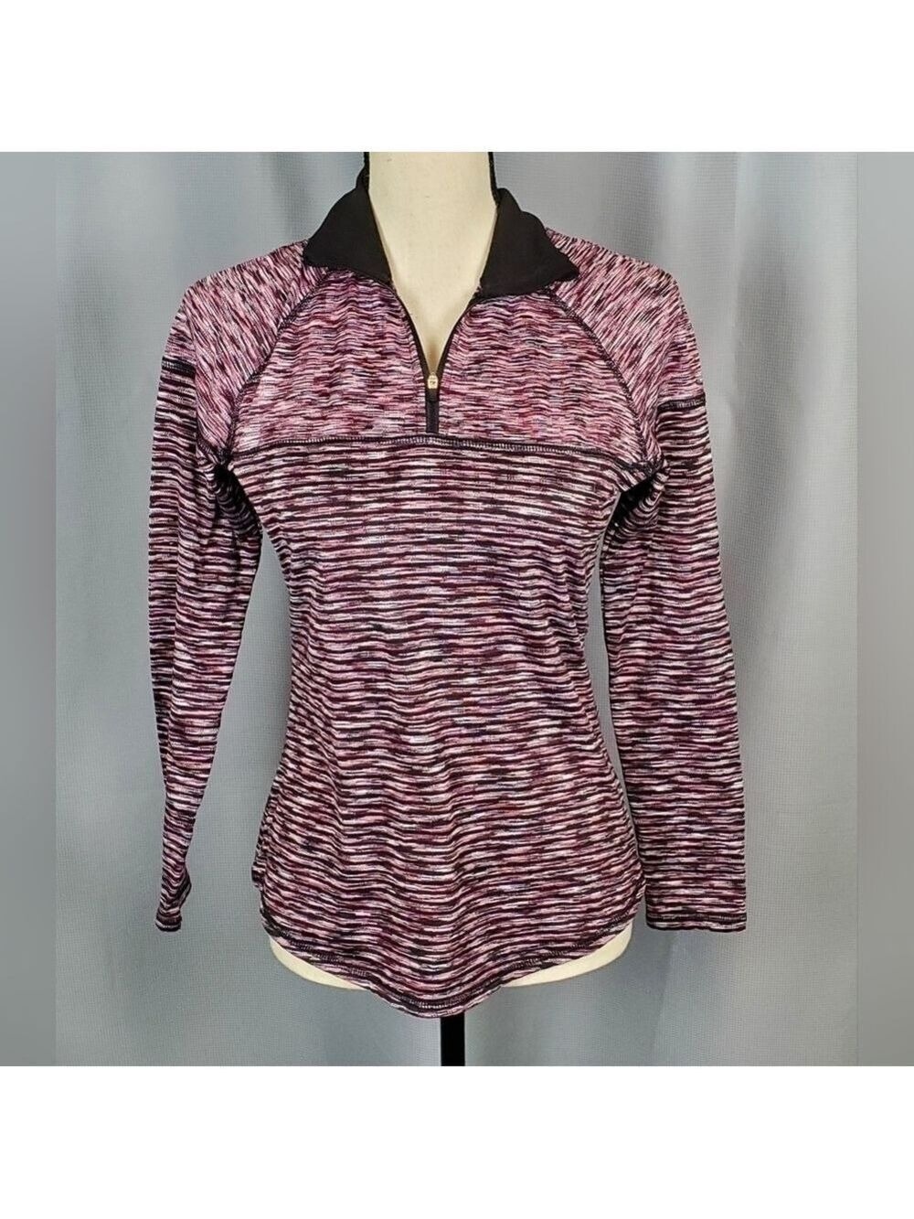 Avia long sleeve athletic top, pink and black, size XS
